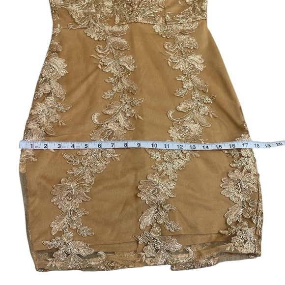 Gold & camel embroidered mini dress - Picture 6 of 7